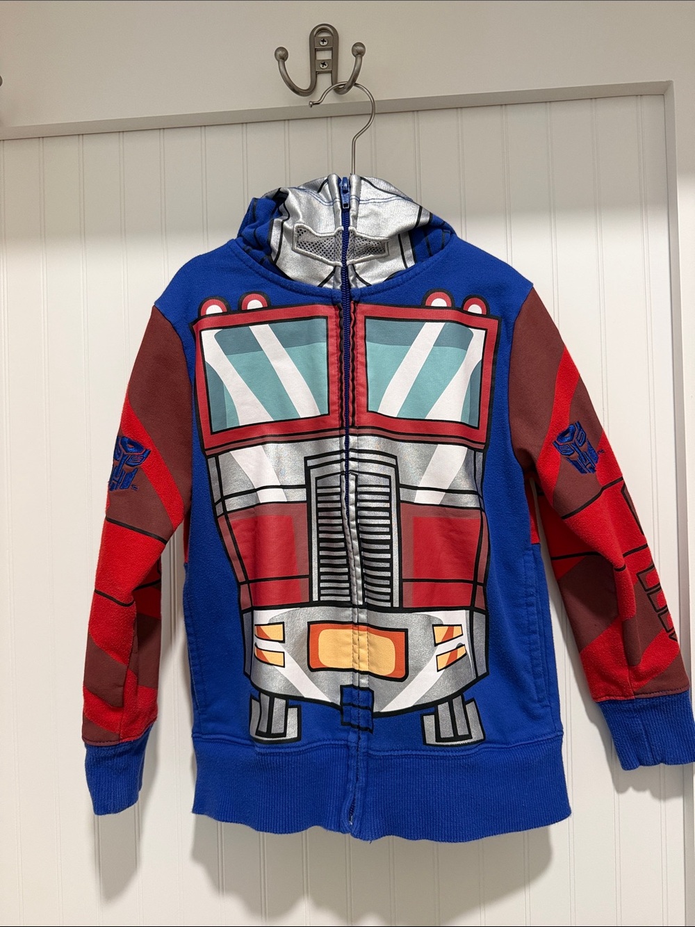 Kids Superhero Optimus-Inspired Blue and Red Zip Hoodie